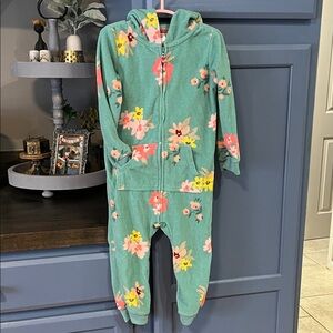 Floral Hooded Fleece Onsie